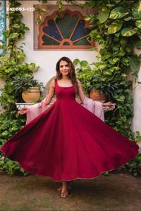 Ensemble Kurti-Pant Anarkali et Dupatta en Chinon, couleur éclatante, entièrement cousu, pour femme, au look élégant, à prix de gros. - Product Image 2