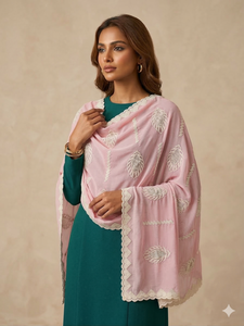 Hiyab Largo de Chifón para Mujer, con Bordado Floral y Pedrería, Suave, Ligero y Transpirable, para Bodas, Verano, Uso Diario y al Aire Libre - Product Image 3