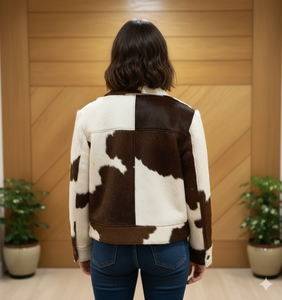 Veste en cuir à poils pour femme – Veste en cuir de vache véritable à poils – Manteau en cuir style western – Fait main, qualité supérieure - Product Image 2