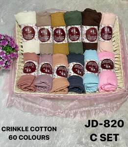 Crinkle Cotton & Polyester Scarves 60 Colors Available; 12Pcs B-Set Handmade <b>Hijabs</b> High Quality Floral/Solid Color Stoles - Product Image 3