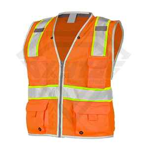 เสื้อกั๊กสะท้อนแสงตาข่ายสีส้มคุณภาพสูงพร้อมกระเป๋า เสื้อผ้าทำงานแบบมองเห็นได้ชัดเจนสำหรับอุตสาหกรรม จากผู้ผลิต - Product Image 1