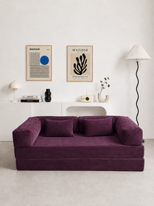 Minimalist <b>Purple</b> Sofa Bed Smart Three Seat Upholstered Padded Arms Loose Back Living Room Bedroom Hotel Villa Manufacturer Sofa - Product Image 1