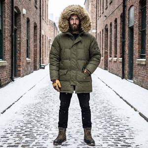 Blouson Bomber matelassé pour homme, style automne, avec col montant, capuche en fausse fourrure, en coton ciré, logo frontal, poignets côtelés - Manteau d'extérieur - Product Image 5