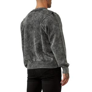 Sweat-shirt délavé à l'acide pour homme, 300 GSM, coton lourd, style vintage streetwear, col rond, fabrication sur mesure OEM, fabricant de vêtements à marque privée - Product Image 3