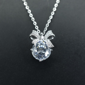 S925 Silver Bow Link Chain Clavicle Necklace with Korean Style Trendy Design for Women Wedding <b>Gift</b> - Product Image 5
