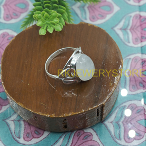 Natural Moonstone Oval <b>Ring</b> 925 Sterling <b>Silver</b> Handmade Leaf Design <b>Statement</b> <b>Ring</b> Women Jewelry Gift Boho Style - Product Image 3