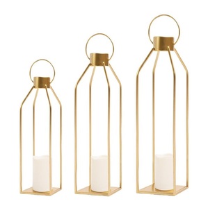 Farolillo Votivo de Hierro Fundido con Inserto de Vidrio, Portavelas Metálico Resistente con Acabado Dorado, Farolillo Decorativo para Recuerdos de Boda - Product Image 6