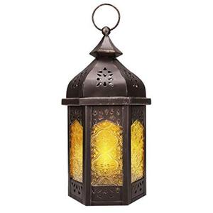 Farol Marroquí Cónico de Vidrio Azul y Metal, Decoración Colgante para el Hogar, Resistente al Calor, Ecológico, Portavelas - Product Image 5