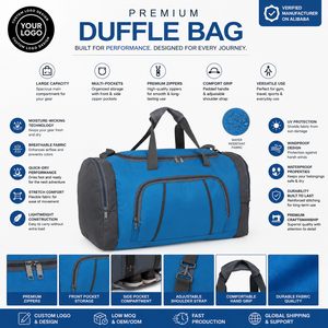 Sac de sport de luxe Premium Weekender avec fermeture éclair, imperméable, grande capacité, poignée rembourrée - Product Image 5