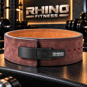 Ceinture de musculation en cuir Rhino Fitness avec boucle à levier, soutien lombaire, entraînement en salle de sport, marron - Product Image 3