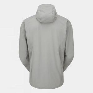 Veste coupe-vent à capuche pour homme, gris clair, fermeture éclair, couleur unie, polyester, vêtements d'extérieur décontractés, vêtements d'automne - Product Image 2