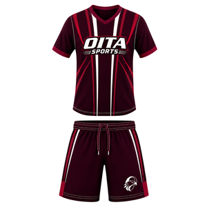 Ensemble short et maillot de rugby marron, noir et blanc, à manches courtes, col en V, uniforme d'équipe, respirant, léger, personnalisable, pour l'entraînement sportif - Product Image 1