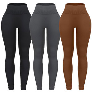 Leggings deportivos sin costuras para mujer, 210 GSM, mezcla de nailon (80% nailon, 20% spandex), absorbentes del sudor, cintura acanalada, ropa deportiva. - Product Image 5