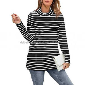 Sweat-shirts d'hiver pour femmes 2024 à manches longues en tissu tissé, couleurs personnalisées, haute qualité, nouveau style, sweats à capuche avec logo frontal et col roulé - Product Image 4