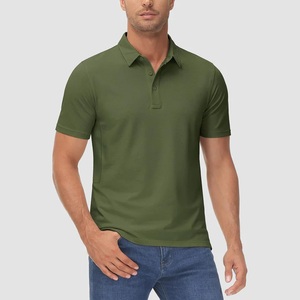 Chemise Homme Vert Olive à Manches Courtes, Couleur Unie, Tissu Non Tissé, Coupe Droite, Boutons, Séchage Rapide, Logo Avant - Product Image 6