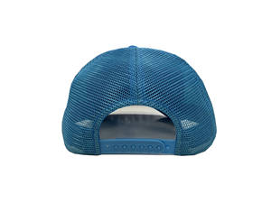 หมวกแก๊ปทรงทรัคเกอร์สีน้ำเงินวินเทจ แต่งโลโก้ปักไหมพรม 3 มิติ  ตาข่ายโปร่ง ทรงสูง 5 ชิ้น  แบบ Snapback  สำหรับทุกเพศ สไตล์สตรีทแวร์ - Product Image 4