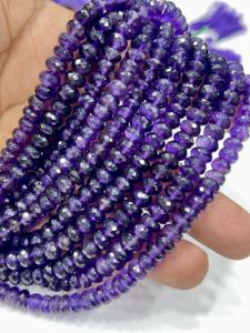 Cuentas Grandes de Piedras Preciosas, Cuentas Facetadas de Amatista Morada Natural AAA, Cuentas de Cuarzo en Forma de Rondelle de 8 mm, Hilo de 8 Pulgadas - Product Image 2