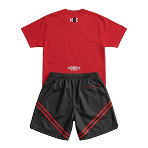 MOTION $ SACRIFICES APPAREL Conjunto de Camiseta Roja y Pantalones Cortos Negros para Hombre, Estilo Urbano, Secado Rápido, Diseño de Calavera con Estampado por Sublimación - Product Image 5