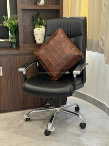 Almohadilla cuadrada de cuero genuino hecha a mano, cojín de cuero de grano completo marrón Vintage, cojín de asiento, Banco de taburete de comedor - Product Image 3