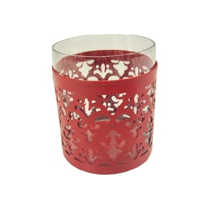 <b>Red</b> Painted Metal With Glass Hurricanes <b>Candle</b> Holder for Home Decorative Wedding Party Christmas Lighting Table Top Decor Use - Product Image 1