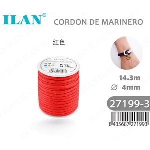 Corda da marinaio Ilan 4mm 14.3m Rossa per creazione gioielli - Product Image 1