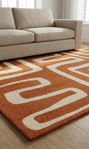 Alfombra de Lana Tufted Hecha a Mano de Primera Calidad, Antideslizante, de Pelo Medio, con Diseño Moderno Abstracto de Laberinto, Suave y Lujosa para Sala de Estar y Dormitorio - Product Image 3