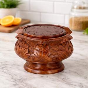 Wooden <b>Drink</b> <b>Coasters</b> with Holder Solid Round for Coffee Table Bar Kitchen Office Stylish Beverage Perfect Housewarming Gift - Product Image 3