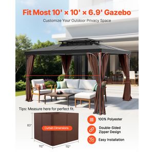 Tende per Gazebo da Esterno, 4 Pannelli Laterali con Cerniere per la Privacy, Compatibili con la Maggior Parte dei Gazebo 10FT X 10FT X 6.9FT, Accessori per Tende - Product Image 2