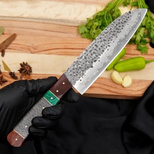 Couteau de chef japonais UA Supplies en acier Damas Sanmai, 8-9,9 pouces, forgé à la main, manche ergonomique en bois, finition brossée, couteau de cuisine - Product Image 4
