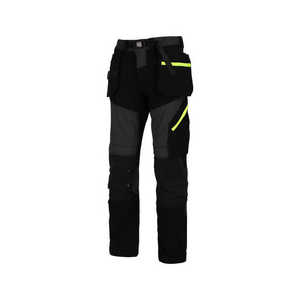 Custom Men's Safety <b>Work</b> <b>Pants</b> CE Certified Breathable Polyester Flame Resistant High Visibility Holster Pockets <b>Black</b> Neon - Product Image 1