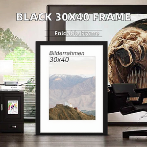 Modern 30x40 Creative Square Picture <b>Frame</b> Solid <b>Black</b> UV Printed Pine Wood Photo <b>Frame</b> Home Decoration with Iron Metal Type - Product Image 6