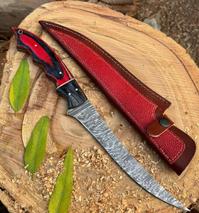 Couteau de cuisine à manche confortable pour le filetage du poisson, couteau à filet en acier Damas, lame en acier à motifs haut de gamme, fabrication artisanale, lame tranchante - Product Image 4