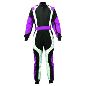 Hot <b>Sale</b> Custom Logo Three Tone Purple Black White Go Kart Racing Suit <b>Quilted</b> Track Driver One Piece Motorsport Racing Overalls - Product Image 1