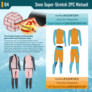 Combinaison de plongée professionnelle Aropec 2 pièces pour femme, fermeture éclair sur la poitrine, super extensible, épaisseur personnalisée, doublure en néoprène, construction GBS - Product Image 5