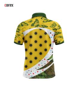 Camiseta Polo Corex de Manga Corta con Estampado de Mariposas y Estrellas Naranjas, Secado Rápido, Poliéster, Ropa Deportiva Informal - Product Image 2