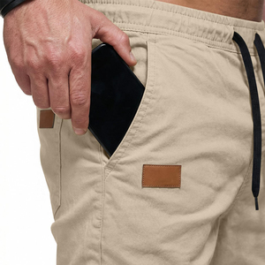<b>Men's</b> Light Khaki Cargo Jogger Pants Casual Lightweight <b>Trousers</b> With Side Pockets Elastic <b>Cuffed</b> Hem - Product Image 3