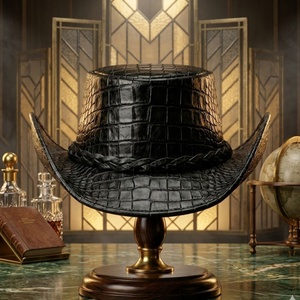 Custom Genuine Leather Crocodile Embossed Cowboy <b>Hat</b> for Men & Women Wide Brim <b>Western</b> Ranch <b>Hat</b> Handmade Luxury Outdoor Fedora - Product Image 1