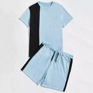 Ensemble de 2 pièces pour hommes, t-shirt à manches courtes, vêtements de sport décontractés, mode fitness estivale pour hommes, couleur unie, ensemble décontracté pour hommes - Product Image 3