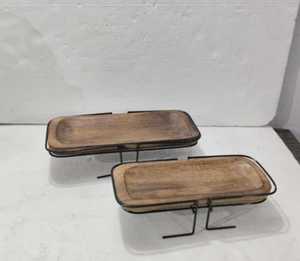 Bandeja para servir de madera de acacia con asas - Product Image 3