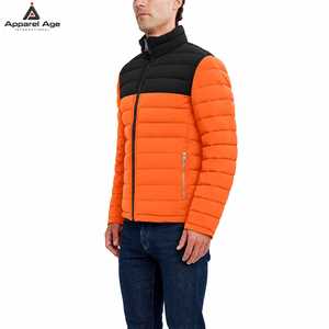 Vestes d'hiver de luxe de haute qualité pour hommes, col montant, logo personnalisé, noires unies, coupe carrée, zippées, épaisses, style streetwear, effet brillant, effet bulle - Product Image 4