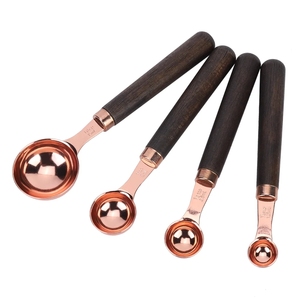 Luxury Copper Plated Measuring Spoons Set Stainless Steel Rose Gold Measuring Spoon with Walnut Wood Handle <b>Kitchen</b> <b>Gadgets</b> - Product Image 5
