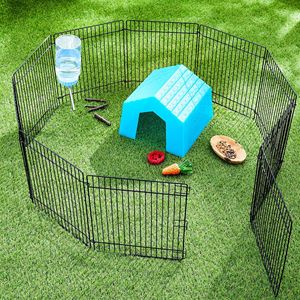 Recinto Pieghevole in Metallo per Piccoli Animali, Nero, 10x9 Pollici, 10 Pannelli, Gabbia per Animali Domestici da Interno ed Esterno - Product Image 3