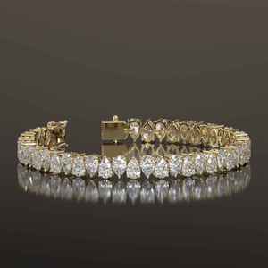 Gelang Tenis Moissanite Emas Kustom Bentuk Pir Perhiasan Hip Hop Pria Mewah Rantai Tenis Berlian Halus Gelang Klasik Hadiah - Product Image 3