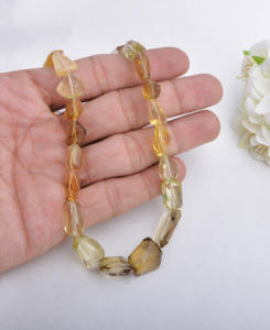 ลูกปัดควอตซ์ธรรมชาติทรงเหลี่ยมหลายเหลี่ยม ขนาด 15 นิ้ว สำหรับทำเครื่องประดับอัญมณีชั้นดี - Product Image 4