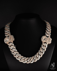 สร้อยคอโรสโกลด์ชุบทอง 18k ประดับเพชรโมอิสซาไนต์รับรองโดย IGI ดีไซน์แบบ Cuban Chain Link หนา สำหรับผู้หญิง สวมใส่ในงานปาร์ตี้ - Product Image 1