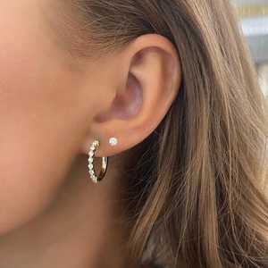 Diamond <b>Hoop</b> <b>Earrings</b> 14K 18K <b>Solid</b> Gold Minimalist Round Cut Lab Grown 12.5mm Snap Lock Luxury Huggies Fine Jewelry Manufacture - Product Image 4