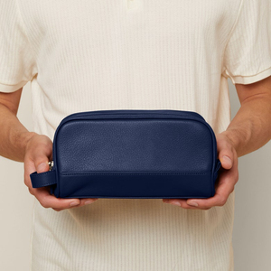 Leather Toiletry Bag Cosmetic <b>Case</b> Small Zipper Closure Portable <b>Makeup</b> Bag Simple Style Beige Color Toiletry Bag Travel - Product Image 4