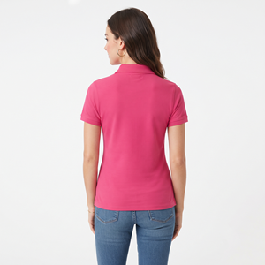 เสื้อถักแขนสั้นสีเหลืองอ่อนสำหรับผู้หญิง สีพื้น เรียบง่าย ระบายอากาศได้ดี ผลิตจากโพลีเอสเตอร์ รับสกรีนโลโก้ - Product Image 5