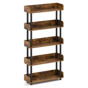 Libreria Aperta a 5 Ripiani Marrone Rustico con Gambe Rialzate per Ufficio Domestico - Product Image 2