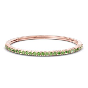 Bracelet jonc ouvrable en or blanc 14 carats avec diamant de laboratoire vert océan rond (1 carat) Tw. Bracelets et joncs en diamants de luxe - Product Image 2
